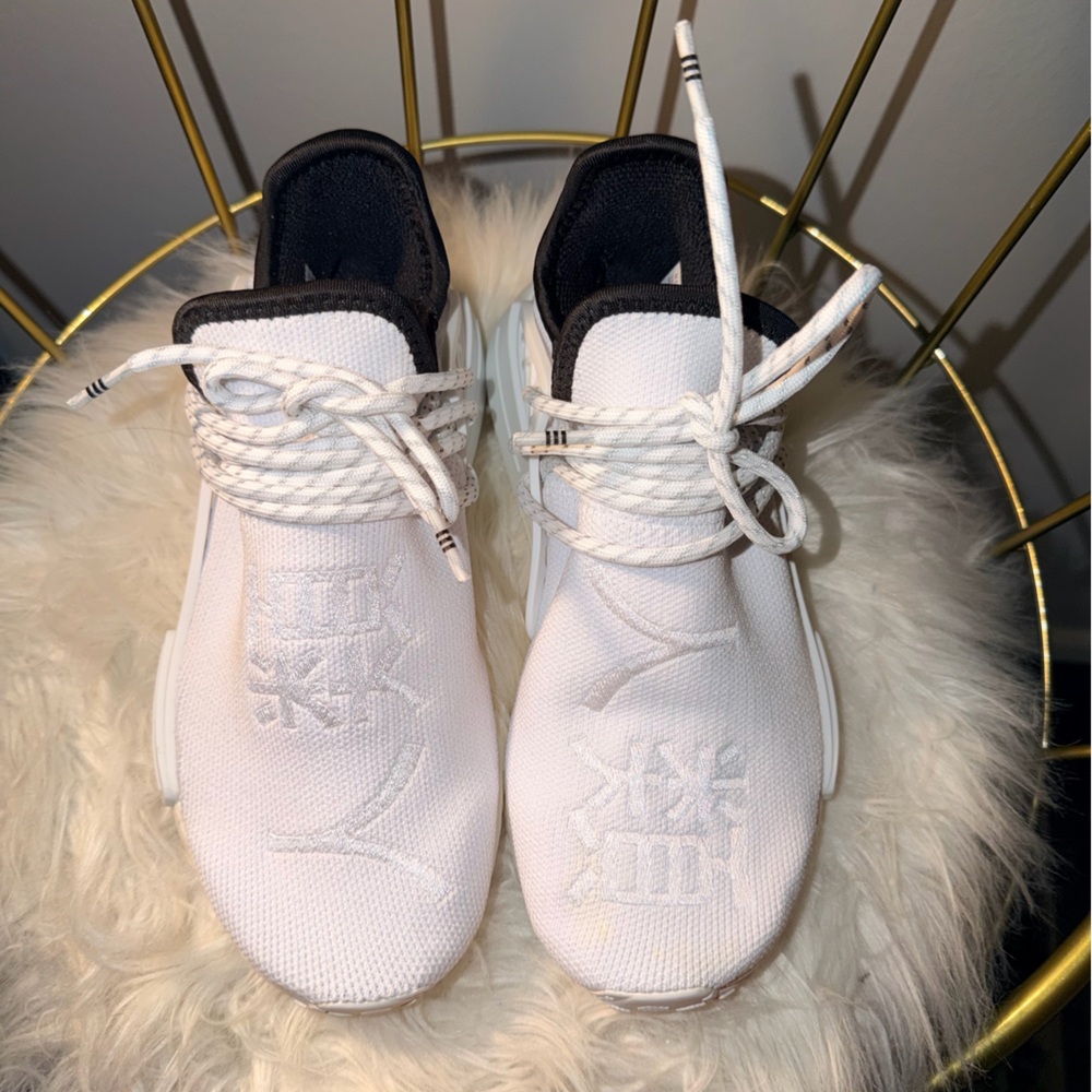 adidas HU NMD Kids White and Black Sneakers